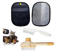 4 Pcs The Magic Brush Pet Hair Set, Pet Hair Remover Glove With Slicker And Flea Comb, Grooming Gloves Wash, Double Sided Pet Gloves For Dogs Cat And Dog Wash Gloves for Clothes Couch Car Seats