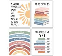 4 pcs Therapy Office Mental Health Posters Decor for School Classroom Counselor Office- Power of Yet & It Is Okay To, Inspirational Posters Positive Quotes Wall Decor Classroom 8'X10' Unframed