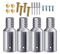 4 Pcs Threaded Tip Replacement Ultra Threaded Tip Repair Kit Mop Handle Pole Handle Replacement Extension for 1 Inch Stick Mop Broom Wood Metal Pole Tail Adapter