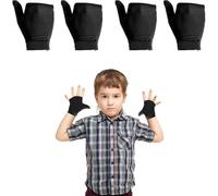 4 Pcs Thumb Sucking Guard Gloves,Kids Chewy Compression Glove,Kids Stop Thumb Sucking and Finger Biting for Ages 5-13 (Black#1)