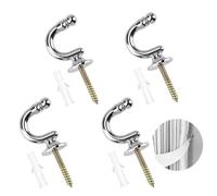 4 Pcs Tie Back Hooks For Curtains, Metal Ball End Curtain Tie Backs Hooks Silver U-Shaped Metal Curtain Holdbacks, Heavy Duty Clothes Coat Hanger Hook Drapery Hold Back for Hanging Clothes Curtains