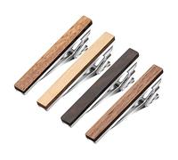 4 PCS Tie Clips for Men, Wood Tie Clip for Wedding Anniversary Business and Best Gift