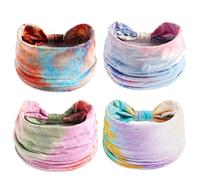 4 Pcs Tie Dye Headbands for Dreadlocks, Elastic Headwrap for Men and Women, Assorted Colors, Versatile Wear for Sports Daily Styling and Hair Care