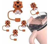 4 Pcs Tiger Straw Cover for Stanley 40&30 Oz Cup, Cute 10mm Silicone Straw Covers Cap for Stanley Cup Accessories, Cute Straw Topper for Tumblers, Straw Cap Stopper for Reusable Straws Tip Lids