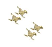 4 Pcs Tiny Brass Sea Lion Figurine, Antique Gold Tea PET Decor Accent | Aged Patina Finish, Rustic Retro Look, for Tea Tray, Desk, Collectors and Compact Display Spaces