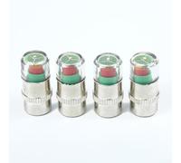 4 Pcs Tire Pressure Monitor Valve Cap, 32-36 PSI Visual Sensor, Green Yellow Red Indicator, Stainless Steel and Plastic, for Car Truck SUV Wheel Safety Check