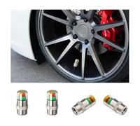 4 PCS Tire Pressure Monitor Valve Stem Caps, 2.4 Bar 36 PSI Car Tire Pressure Monitor Sensor Indicator with 3-Color Eye Alert, Universal Valve Stem Caps for Cars, SUVs, Trucks (Silver)
