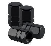 4 Pcs Tire Valve Stem Caps Hexagonal for Alfa Romeo Junior 2024, Car Wheel Valve Cap Universal, Anti Crash Aluminum Alloy Dust Cap, Accessories,Black