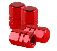 4 Pcs Tire Valve Stem Caps Hexagonal for Alfa Romeo Junior 2024, Car Wheel Valve Cap Universal, Anti Crash Aluminum Alloy Dust Cap, Accessories,Red