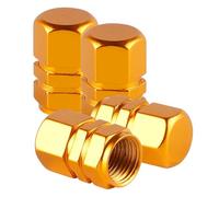 4 Pcs Tire Valve Stem Caps Hexagonal for Alfa Romeo Junior 2024, Car Wheel Valve Cap Universal, Anti Crash Aluminum Alloy Dust Cap, Accessories,Gold