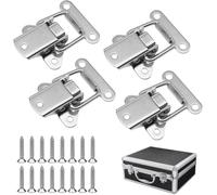 4 PCS Toggle Latch, 304 Stainless Steel Latches, Latch with Spring Clip for Case Box Trunk Catches Drawers Suitcases Bucket Window Door Furniture Hardware (180 Degree)
