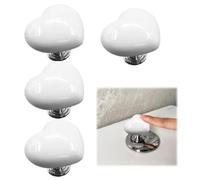 4 Pcs Toilet Flush Button, Toilet Push Button Flush Replacement, Toilet Heart Button Flush, Toilet Tank Button Helper, for Women Manicures Toilet Lid Tank Covers Drawer Knobs Decor(White)
