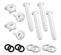 4 PCS Toilet Seat Bolts Replacement Kit, White Plastic Universal Toilet Seats Screws Bracket Hardware with Nuts and Washers, Toilets Seat Hinges Bolts for Top Mount Toilets Lid Fastener Parts Kit