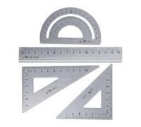4 Pcs Tools Steel Student Rulers Set Math Geometry Tool 2 Triangle 1 Protractor and 1 straight for Draftsman Students Engineers Design Examination Math Or Painting Ruler 15cm
