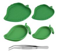 4 Pcs Tortoise Water Bowl, 2 Sizes Reptile Water Dish, Leaf and Mango Shapes Lizard Water Feeder, Turtle Feeding Dish with Tweezers, Reptile Food Water Bowl for Turtle Small Snake Lizard
