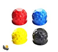 4 PCS Tow Bar Cover, Tow Ball Cover, Towball Cover, Soft Rubber Tow Bar Covers, Trailer Hitch Ball Head Protection, Red Blue Black Yellow, Protecting Tow Ball from Dust and Scratches
