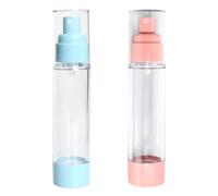 4 PCS Transparent 50ml Vacuum Pump Bottles Includes Travel Spray and Lotion Dispenser Portable Water and Emulsion Bottles in Pink and Blue, Suitable for Shampoo Shower Gel and Facial Cleanser