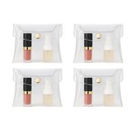 4 Pcs Transparent Mini PVC Makeup Bag Small Clear Plastic Cosmetic Organizer Bag Pouch with Snap Closure Cosmetic Bags Tools and Accessories for Vacation Travel, Bathroom Organizing Bags and Cases