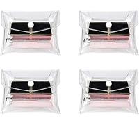 4 Pcs Transparent Mini PVC Makeup Bag Small Clear Plastic Cosmetic Organizer Bag Pouch with Snap Closure Cosmetic Bags Tools and Accessories for Vacation Travel, Bathroom Organizing Bags and Cases