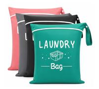 4 Pcs Travel Laundry Bags, Travel Laundry Bags for Dirty Clothes, Dirty Laundry Bag, Portable Storage with Zipper, For Home Travels and Camping (Green, Pink, Grey and Black)