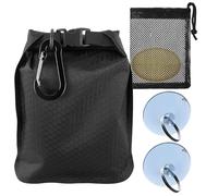 4 Pcs Travel Soap Case Set with Waterproof Leakproof Portable Quick Drying Sealing Soap Bag with Carabiner and Sucker Retainer for Shower, Camping and Travel (Black)