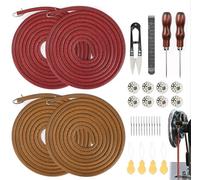 4 PCS Treadle Sewing Machine Belt,32 PCS Accessories, 72 Inch 3/16" Replacement Leather Sewing Machine Belt with Hook for Singer/Jones Sewing Machine 4PCS Sewing Machine Leather Belts