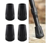 4 Pcs Trekking Pole Tips Durable Walking Stick Rubber Ends Universal Fit Ferrules Hiking Poles Caps Crutch Protectors Cane Replacement for Most Terrain Asphalt Rock Snow Mud Enhanced Grip Black