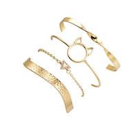 4 Pcs Triangle Charm Bracelets For Women Irregular Twisted Geometric Metal Cat Open Bangles Set Jewelry Fashion processing
