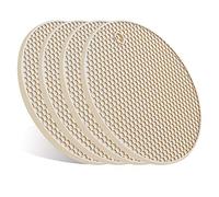 4 Pcs Trivets for Hot Pots and Pans, Kitchen Heat Resistant Silicone Trivet, Extra Thick, Large, Non Slip (Beige)