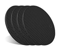 4 Pcs Trivets for Hot Pots and Pans, Kitchen Heat Resistant Silicone Trivet, Extra Thick, Large, Non Slip (Black)
