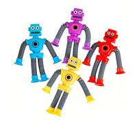 4 Pcs Tubes Robot Toy,Telescopic Suction Cup Robot Toy,Ever Changing Stress Relief Squishy Toys,Variety of Shapes,Decompress Educational Sensory Toys for Kids & Adult,Stress Relief, Anxiety,Calming