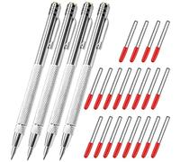 4 Pcs Tungsten Carbide Etching Tool with 20 Replacement Marking Tip, Aluminium Carbide Engraving Pen Carve Etching Pen With Clip, Metal Engraving Pen for Glass Ceramics Hardened Steel Metal Sheet…