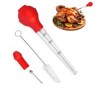 4 Pcs Turkey Baster, Baster for Cooking, Cooking Turkey Injector, with a Stainless Steel Needle, Oil Brush and a Dropper Cleaning Brush, Suitable for Grilling, Cooking and Basting Meats such as Turkey
