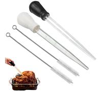 4 Pcs Turkey Baster, Baster for Cooking, Turkey Baster Large, Chicken Basting Cooking Pipette, Food Syringe, Cooking Turkey Injector Long Turkey Baster for Oiling (2 Syringe, 2 Brush)