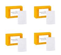 4 Pcs Turmeric Soap Bar, Kojic Acid Soap with Soap Bag, Facial And Body Bath Soaps, Tightening Pores, Even Skin Tone (4)