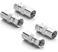 4 Pcs TV Aerial Connector F Male to TV Female, TV Aerial Socket Coax Adapter for Antenna, Satellite, and Coaxial Cables, Durable and Easy to Install for Reliable Signal Transmission