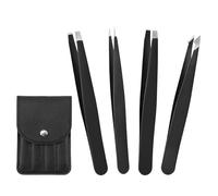 4 Pcs Tweezers for Facial Hair Women, Professional Eyebrow Tweezers Set Stainless Steel Slanted and Pointed Tip Hair Removal Precision Tweezer with Pouch for Ingrown Hair Blackhead Eyelash Extension