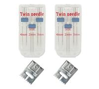 4 Pcs Twin Needles Set, 2/3/4mm Double Needles with Presser Foot | 4 pc twin needle set, 3 double needles 2mm 3mm 4mm plus presser foot, for Brother JANOME Singer sewing machines