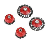 4 Pcs Twist Knot Semi Flat Wire Wheel Cup Brush Set Kit to Fit 115mm Angle Grinder
