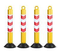4 Pcs ty Bollards 30" Reflective Road Cones No Parking Posts with Weighted Rubber Base Durable Yellow & Red Security Barriers for Vehicle Control