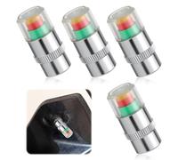 4 Pcs Tyre Pressure Caps, Warning Safety 3 Color Sensor Indicator, Tyre Valve Dust Cover Air Valve Cap with Nut and Wrench