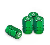 4 Pcs Tyre Valve Caps Set,for Citroen C1 C2 C3 C4 C5 C6 2CV VTS Picasso Cross Cactus C4L Leak Proof Dust Seal Corrosion Resistant Leak-Proof Screw-On Easy Grip Car Accessories,Green