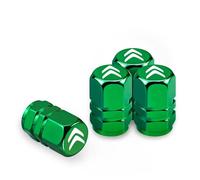 4 Pcs Tyre Valve Caps Set,for Citroen C6 C4 C3 C2 2CV VTS DS3 DS4 DS5 RD3 Saxo Jumpy Leak Proof Dust Seal Corrosion Resistant Leak-Proof Screw-On Easy Grip Car Accessories,Green