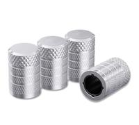 4 Pcs Tyre Valve Dust Caps for VW ID.3 ID3 Pro/S/Pure/Pro Performance2021-2025, Waterproof Aluminium Alloy Stem Covers, Anti-Corrosion Valve Protectors, Knurled, silver