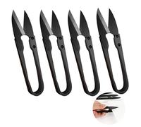 4 Pcs U Sewing Scissors - Black Carbon Steel Thread Snips, Small Yarn Thread Cutter with Comfortable Handle for Embroidery, Fabric Cutting, Fishing, Craft & DIY Supplies