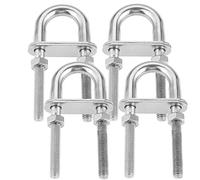 4 Pcs U Shape Bolts, M8*100mm 304 Stainless Steel Round U Bolts with Nuts Washers and Plates for Boat Trailer