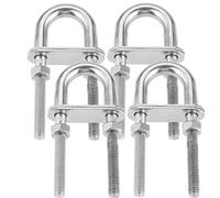 4 Pcs U Shape Bolts, M8*120mm 304 Stainless Steel Round U Bolts with Nuts Washers and Plates for Boat Trailer