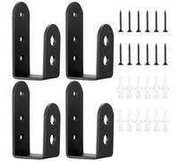 4 Pcs U-Shape Security Door Barricade Brackets, Fits 2 x 4 Lumber | Reinforcement U-clamps supplied with screws for home, barn, shed and garage gates