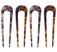 4 Pcs U Shaped Hair Pin French Style Cellulose Acetate Tortoise Shell Fork Sticks Updo Chignon Pin for Women Girls Wedding Party Daily