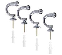 4 PCS U-Shaped Tie Back Hooks for Curtains, Heavy Duty Curtain Tieback Holders, Ball End Design, Screw-in Hooks for Drapes, Coats, Clothes, Silver